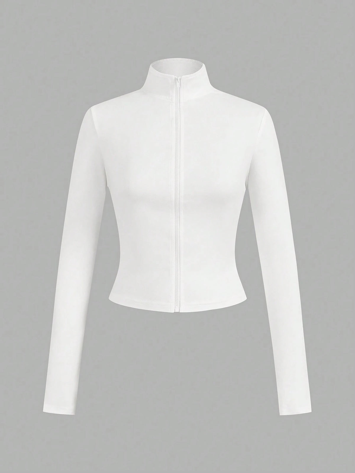 EZwear 3pcs/Set Casual Minimalist White & Black Knit Zip-Up Long Sleeve T-Shirts For WomenIn Fall/Winter