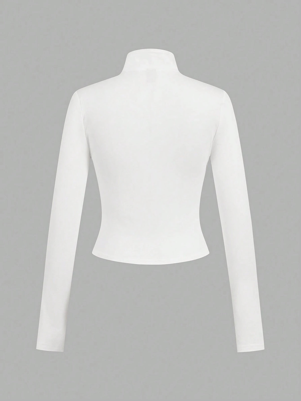EZwear 3pcs/Set Casual Minimalist White & Black Knit Zip-Up Long Sleeve T-Shirts For WomenIn Fall/Winter