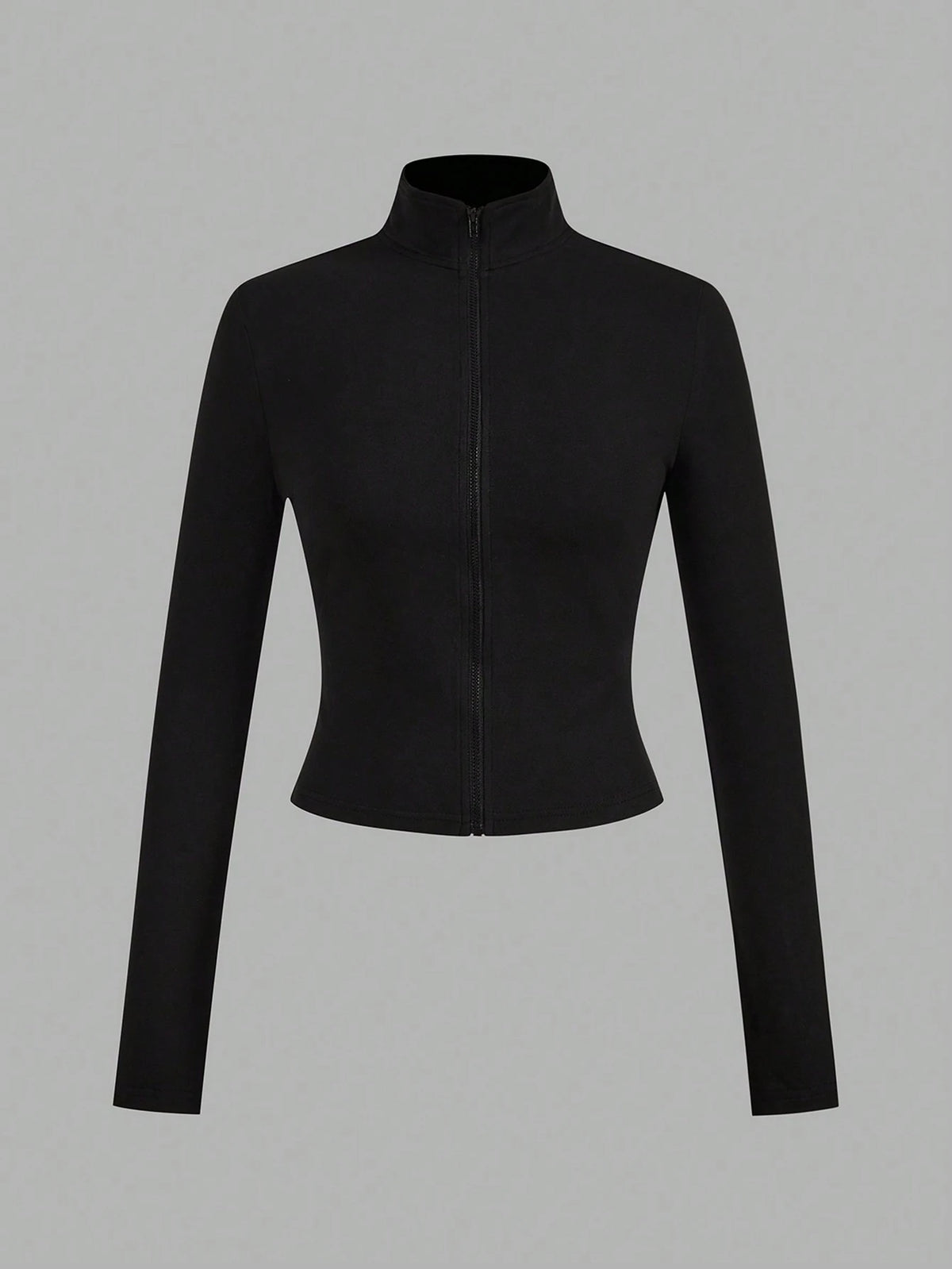 EZwear 3pcs/Set Casual Minimalist White & Black Knit Zip-Up Long Sleeve T-Shirts For WomenIn Fall/Winter