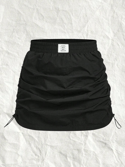 EZwear Black Woven Ladies' Pleated A-Line Skirt