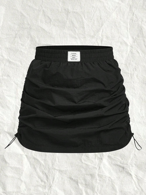 EZwear Black Woven Ladies' Pleated A-Line Skirt