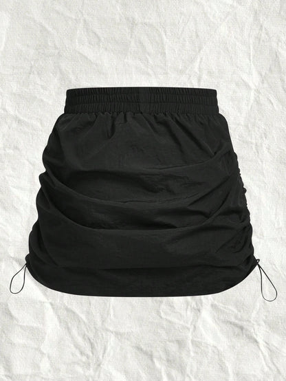 EZwear Black Woven Ladies' Pleated A-Line Skirt