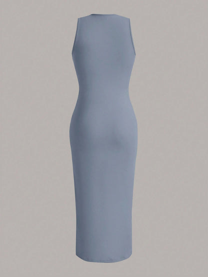 EZwear Solid Ribbed Knit Bodycon Dress,Summer Dresses For Women
