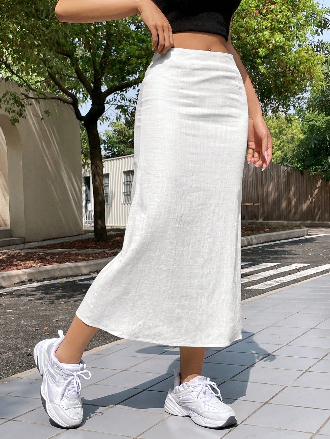 EZwear Summer Solid Color Casual Thin & Long Skirt