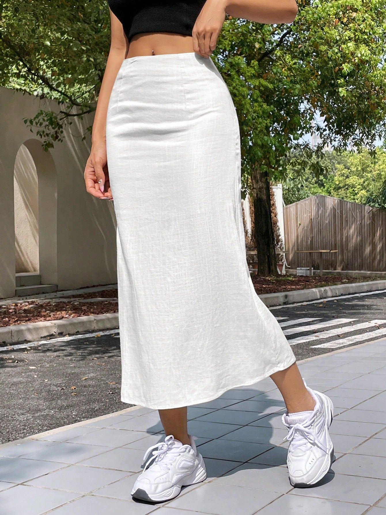 EZwear Summer Solid Color Casual Thin & Long Skirt