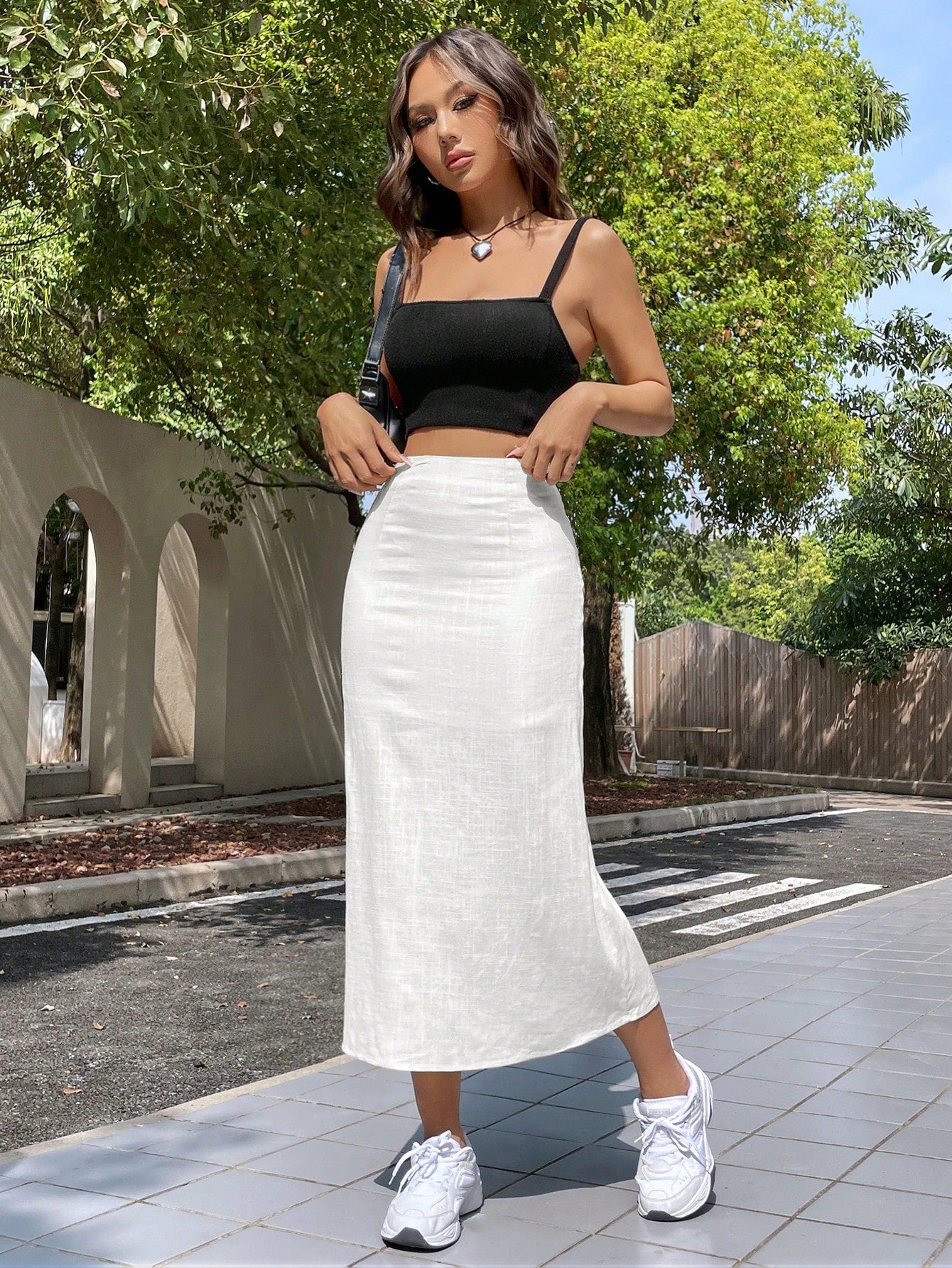 EZwear Summer Solid Color Casual Thin & Long Skirt