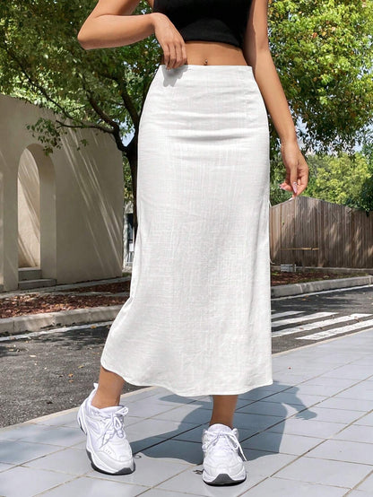 EZwear Summer Solid Color Casual Thin & Long Skirt