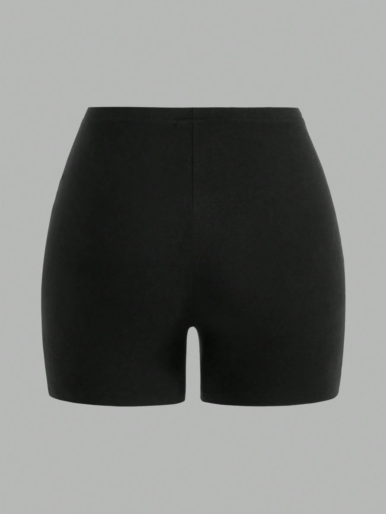 EZwear Women's Casual Athleisure Athletic Knitted Fabric Short Leggings, Two-Pack Black Solid Stretchy Bike Shorts For Everyday Comfort Gym Fitness Summer