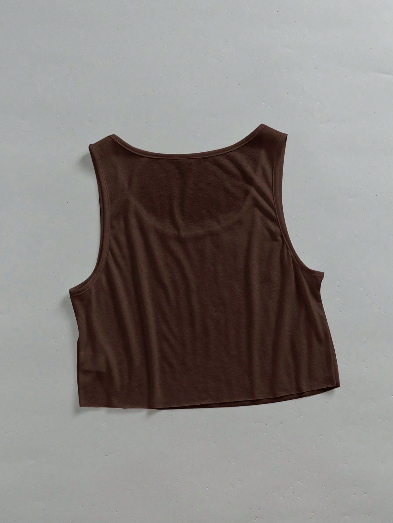 EZwear Women's Casual Brown Large U-Neck Loose Cropped Tank Top Suitable For Summer