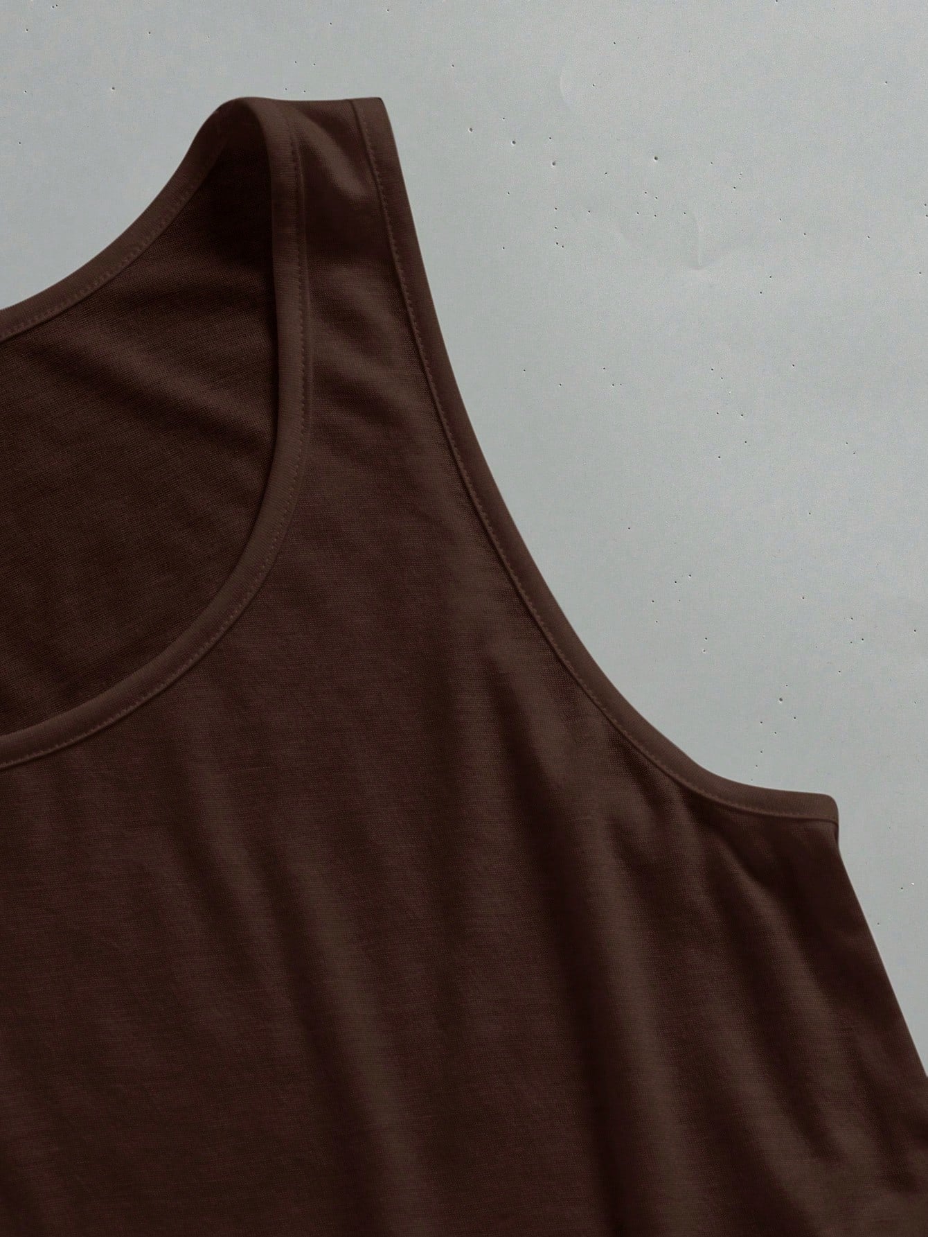 EZwear Women's Casual Brown Large U-Neck Loose Cropped Tank Top Suitable For Summer