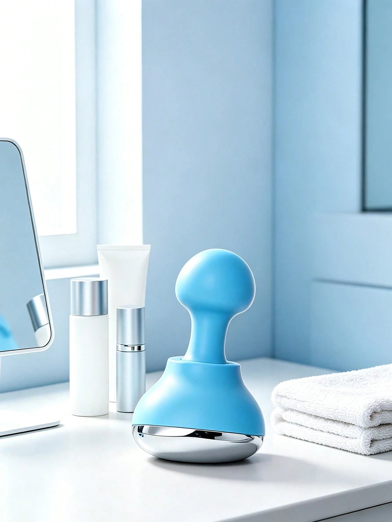 Facial Cold Compress Ice-Feel Massage Roller- Skin Firming Beauty Tool (Suitable For Face And Neck) This Silicone Ice-Feel Facial Massage Roller Is Specially Designed For Cold Compress Care, Helping