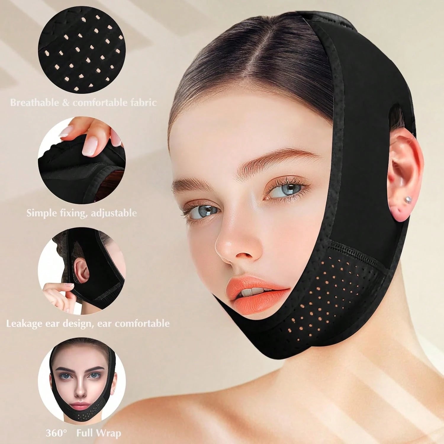 Facial Sleep Protection Product, Chin Exerciser, Chin Beauty Massager, High Breathability, Pink