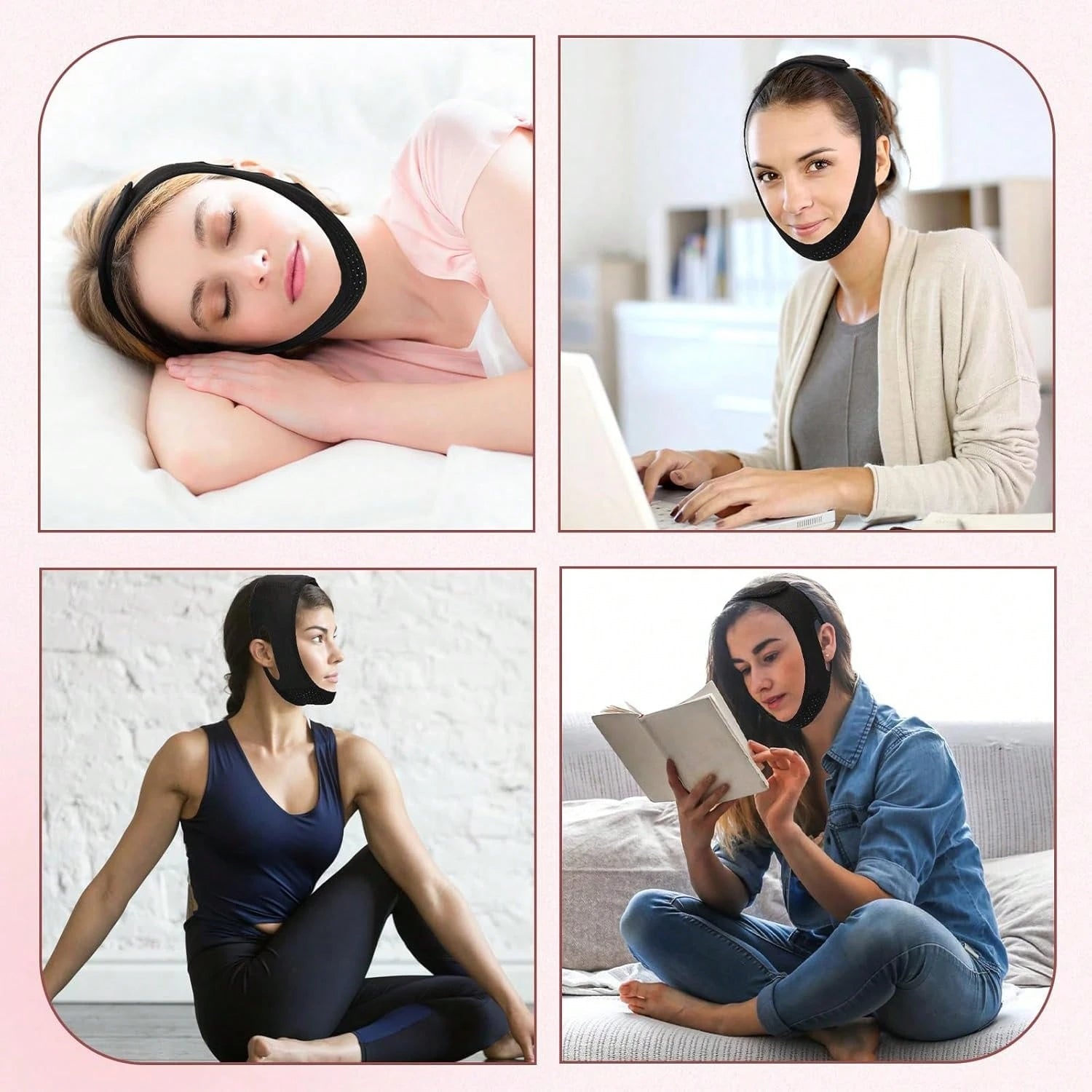 Facial Sleep Protection Product, Chin Exerciser, Chin Beauty Massager, High Breathability, Pink