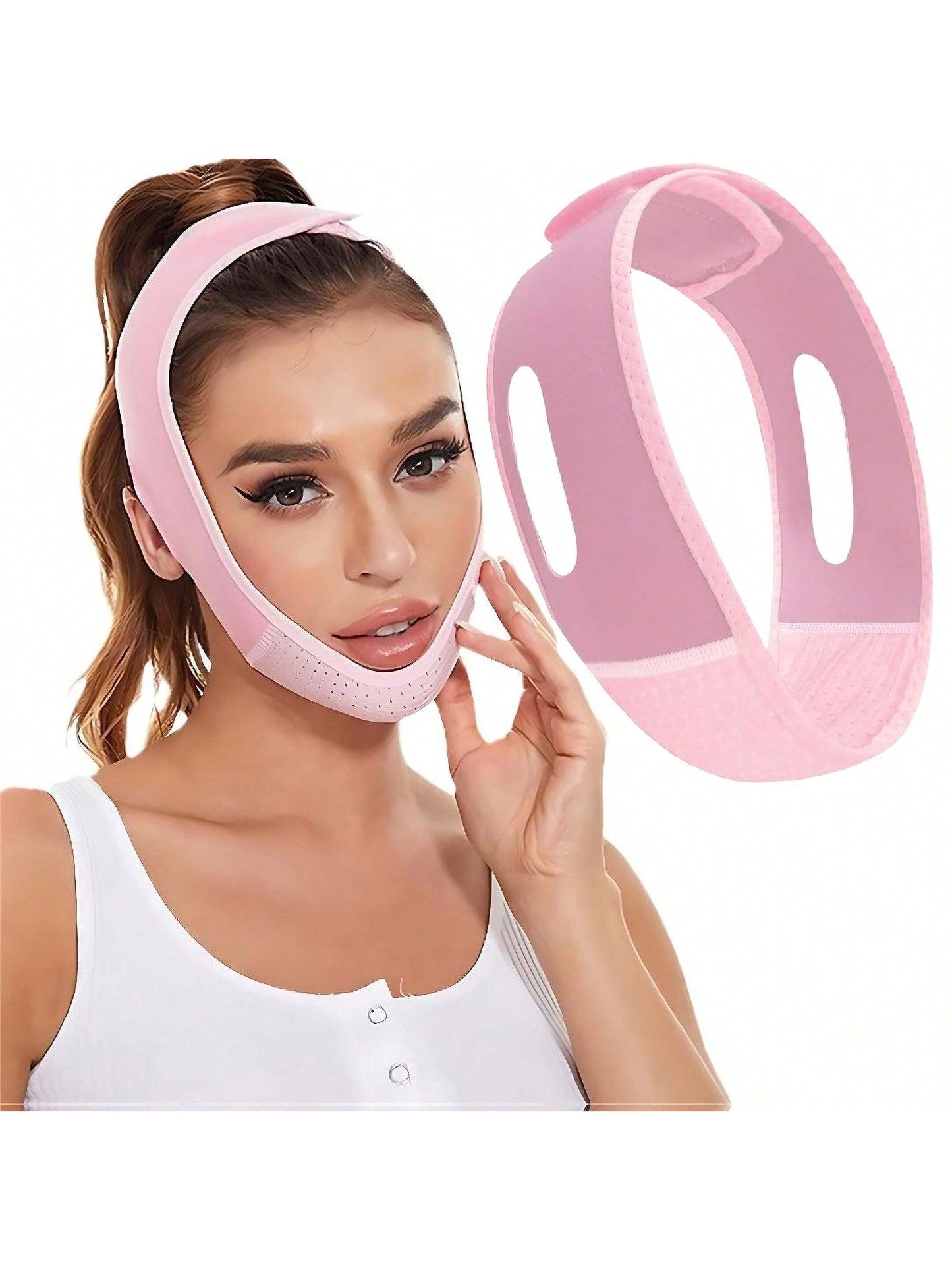 Facial Sleep Protection Product, Chin Exerciser, Chin Beauty Massager, High Breathability, Pink