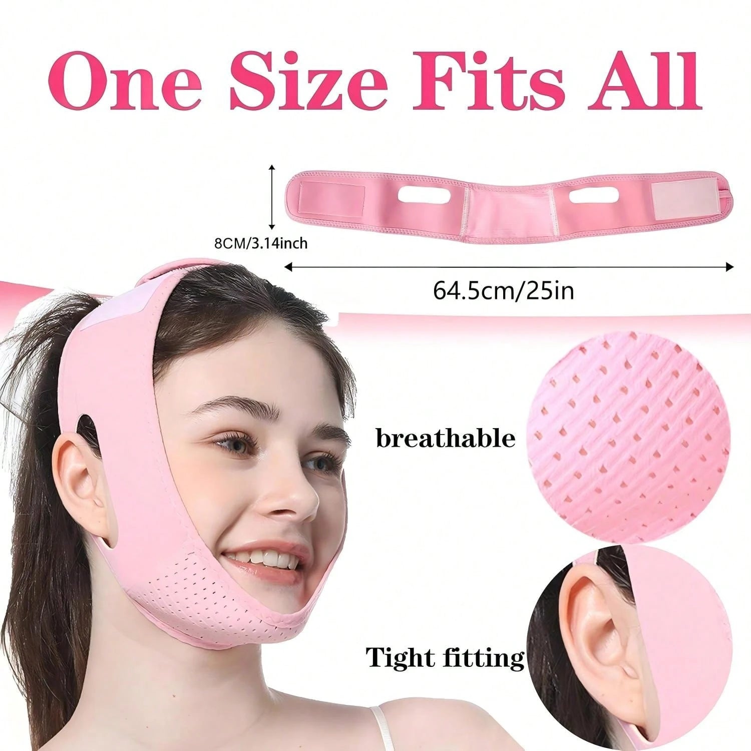 Facial Sleep Protection Product, Chin Exerciser, Chin Beauty Massager, High Breathability, Pink