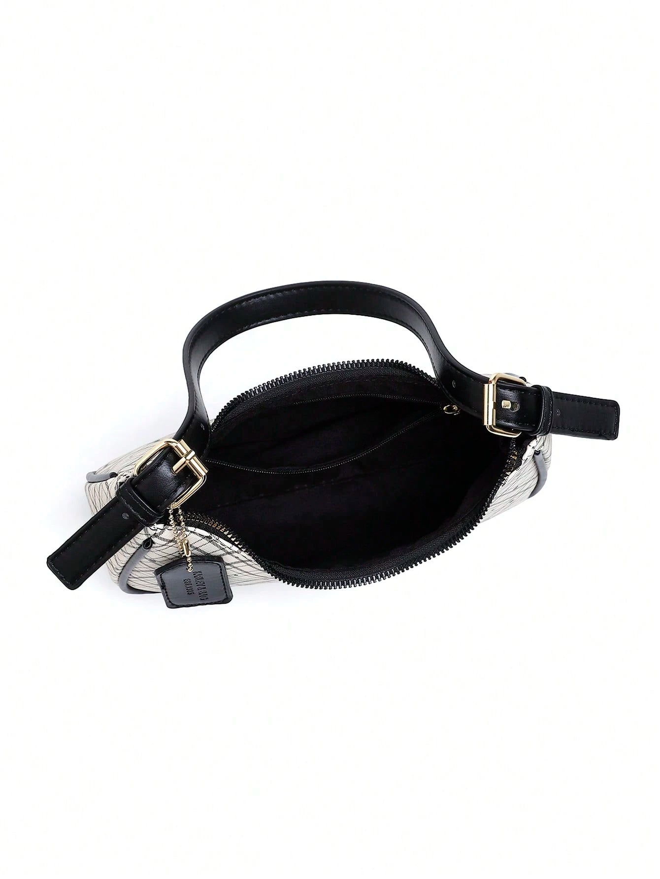 Fashion Crescent Bag, Y2K Shoulder Underarm Bag, Classic Plaid Shoulder Bag, Women's Fashion Handbag With Cherry Charm Decoration, Leather Texture Crossbody Bag, Essential For Fashionable Outings