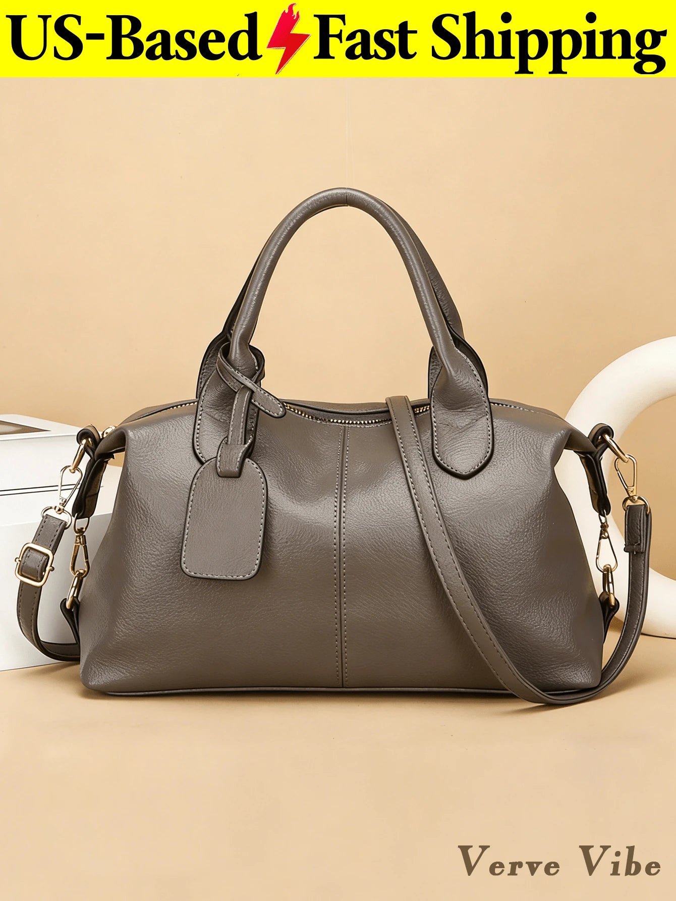 Fashion Large Crossbody Bag For Women Pu Leather Handbag Water Resistant Tote Bag Neutral Travel Bag For Commuting Gym Travel Essential Graduation