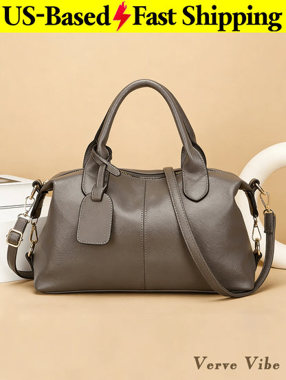 Fashion Large Crossbody Bag For Women Pu Leather Handbag Water Resistant Tote Bag Neutral Travel Bag For Commuting Gym Travel Essential Graduation