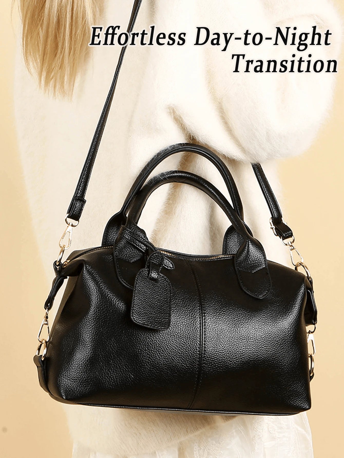 Fashion Large Crossbody Bag For Women Pu Leather Handbag Water Resistant Tote Bag Neutral Travel Bag For Commuting Gym Travel Essential Graduation
