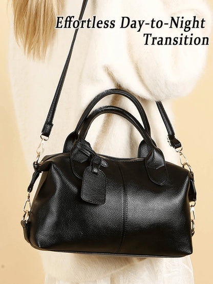 Fashion Large Crossbody Bag For Women Pu Leather Handbag Water Resistant Tote Bag Neutral Travel Bag For Commuting Gym Travel Essential Graduation