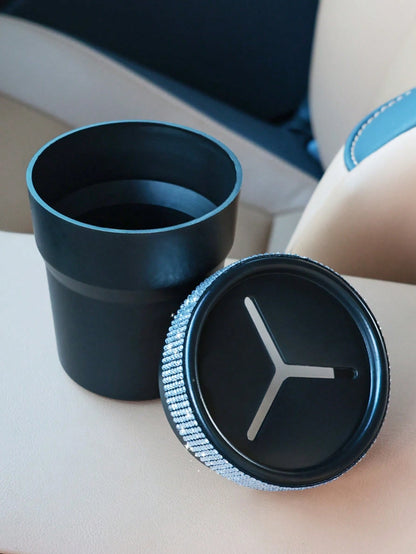 Fashion Simple Model Rhinestone Car Coin Storage Cup- Multi-Functional Storage Cup, Non-Slip Design, Easy To Store Loose Change, Practical And Convenient