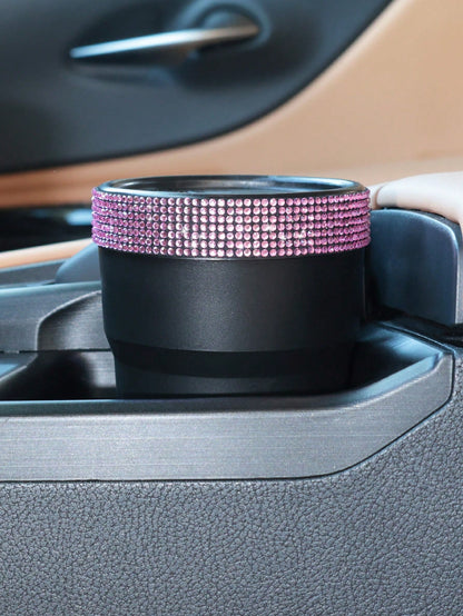 Fashion Simple Model Rhinestone Car Coin Storage Cup- Multi-Functional Storage Cup, Non-Slip Design, Easy To Store Loose Change, Practical And Convenient