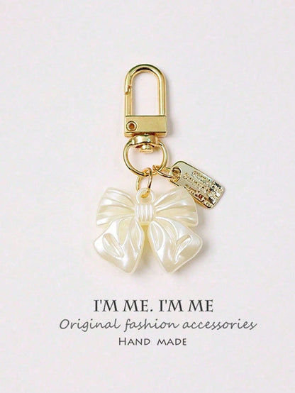 Fashionable Alloy Letter Label Faux Pearl Texture Hanging Decoration Bag Accessories Bridesmaid Gifts Summer Bows