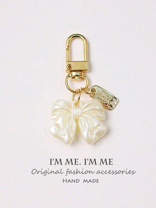 Fashionable Alloy Letter Label Faux Pearl Texture Hanging Decoration Bag Accessories Bridesmaid Gifts Summer Bows