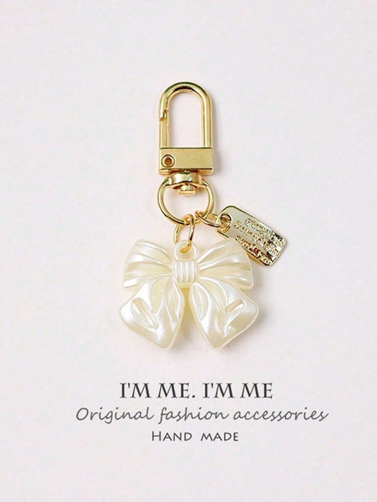 Fashionable Alloy Letter Label Faux Pearl Texture Hanging Decoration Bag Accessories Bridesmaid Gifts Summer Bows