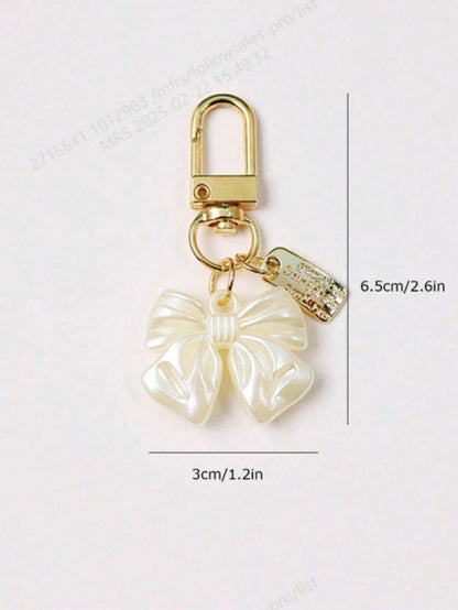 Fashionable Alloy Letter Label Faux Pearl Texture Hanging Decoration Bag Accessories Bridesmaid Gifts Summer Bows