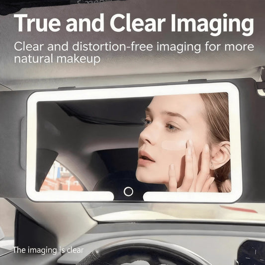 Fccemc Ultra Thin LED Car Makeup HD MirrorSunshade Makeup Hanging Mirror USB Charge SunVisor Dimmable Touchscreen Auto Interior VanityMirror For Women