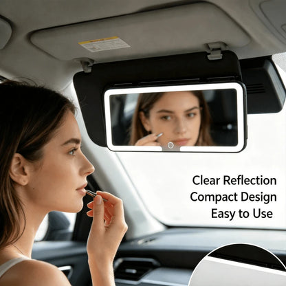 Fccemc Ultra Thin LED Car Makeup HD MirrorSunshade Makeup Hanging Mirror USB Charge SunVisor Dimmable Touchscreen Auto Interior VanityMirror For Women