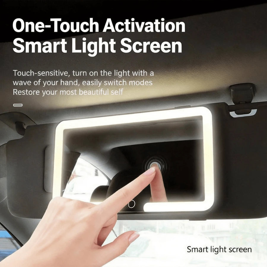 Fccemc Ultra Thin LED Car Makeup HD MirrorSunshade Makeup Hanging Mirror USB Charge SunVisor Dimmable Touchscreen Auto Interior VanityMirror For Women