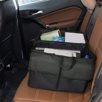 FEELSO Premium Car Boot Organiser Non-Slip- Foldable Car Boot Bag Large With Double Shelves- Boot Box, Boot Organiser Box