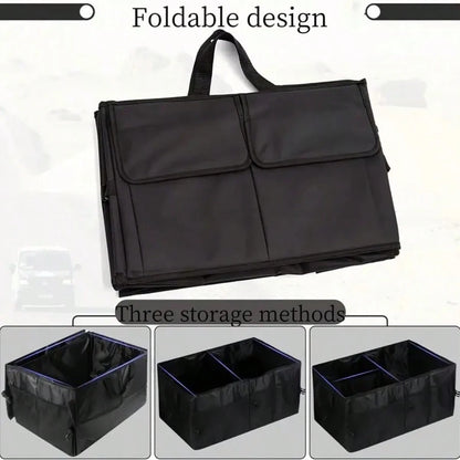FEELSO Premium Car Boot Organiser Non-Slip- Foldable Car Boot Bag Large With Double Shelves- Boot Box, Boot Organiser Box