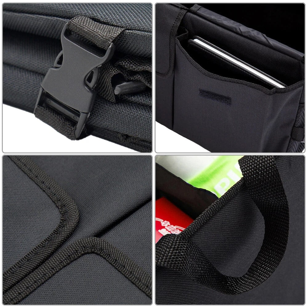 FEELSO Premium Car Boot Organiser Non-Slip- Foldable Car Boot Bag Large With Double Shelves- Boot Box, Boot Organiser Box
