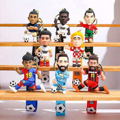 FIFA Multi-Style 3D Football Star Figurine Keychain Pendant, Soccer Match Player Image Hanging Ornament, Backpack And Handbag Accessory Charm, Match-Day Spectator Portable Accessory, Fan Gathering Col