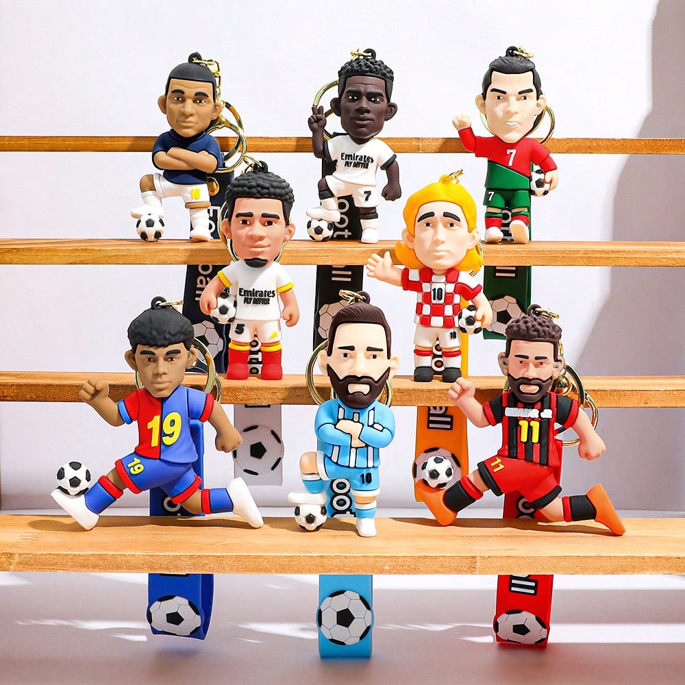 FIFA Multi-Style 3D Football Star Figurine Keychain Pendant, Soccer Match Player Image Hanging Ornament, Backpack And Handbag Accessory Charm, Match-Day Spectator Portable Accessory, Fan Gathering Col