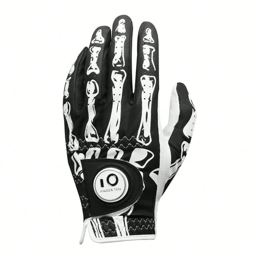 FINGER TEN 1pc Right Hand Golf Glove Men's Left Hand Golf Glove Skull Leather Breathable Comfortable Non-Slip Grip Size S/M/ML/L/XL