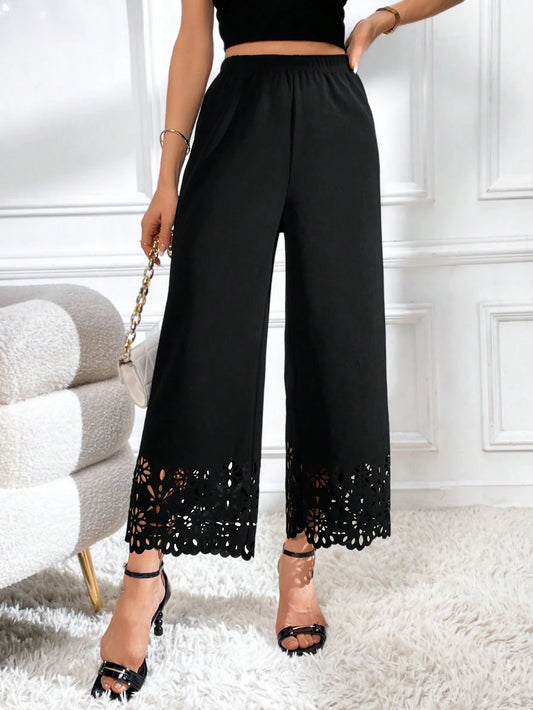 Firerie Laser Cut Out Wide Leg Pants