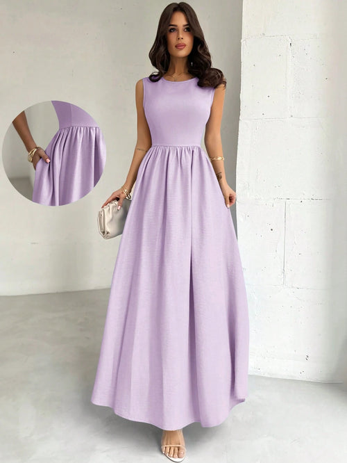 Firerie Women's Lavender Elegant Cinched Waist A-Line Dress, Summer Wedding Guest Party Gala Vacation Beach Summer Dresses For Women,Performance