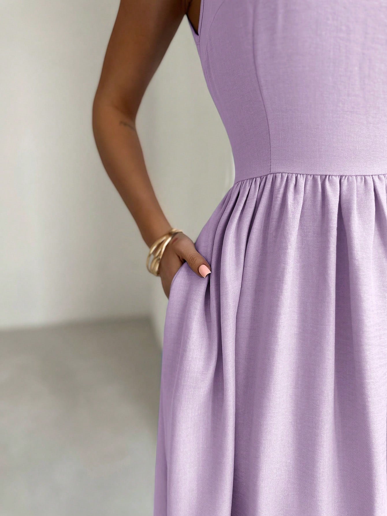 Firerie Women's Lavender Elegant Cinched Waist A-Line Dress, Summer Wedding Guest Party Gala Vacation Beach Summer Dresses For Women,Performance