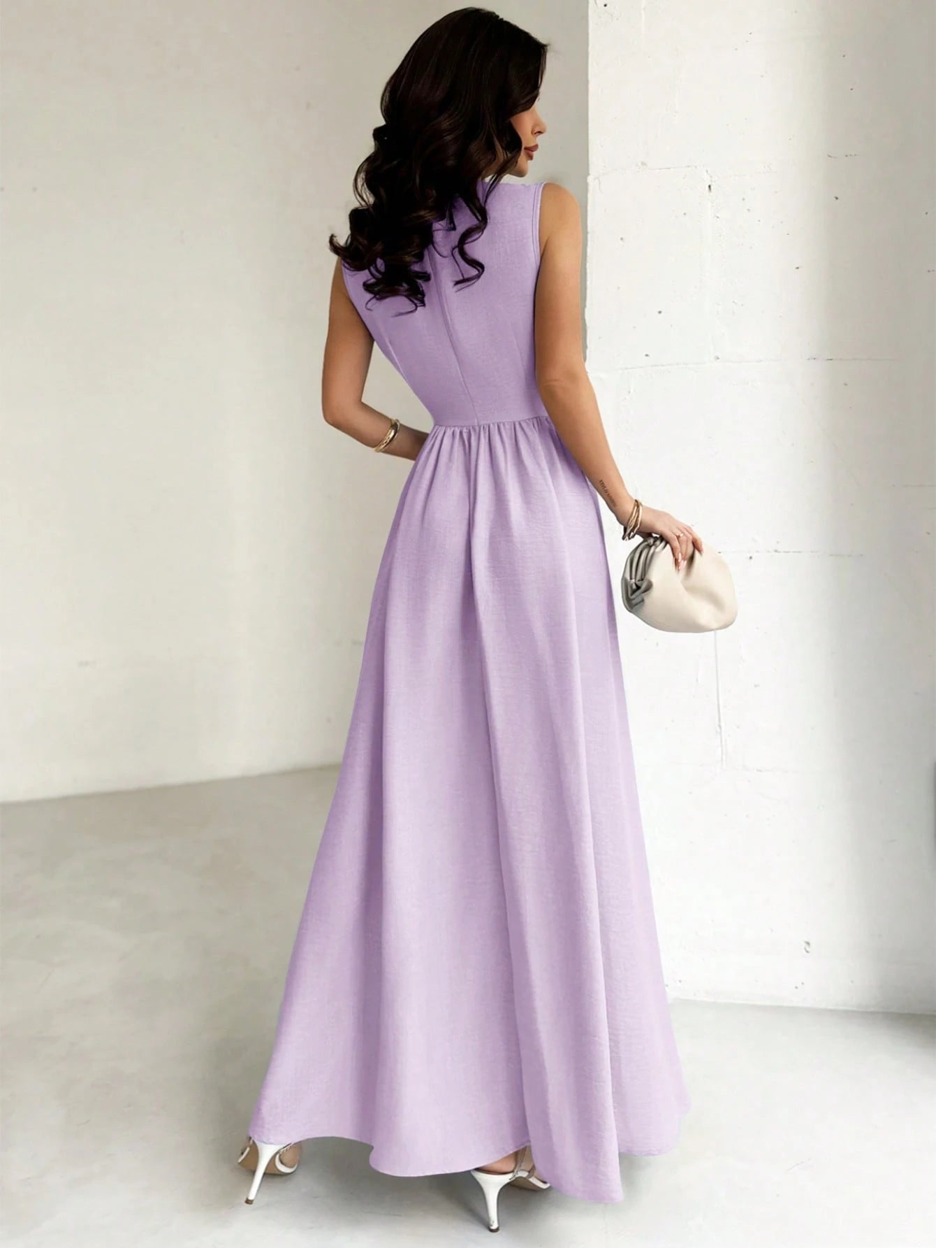 Firerie Women's Lavender Elegant Cinched Waist A-Line Dress, Summer Wedding Guest Party Gala Vacation Beach Summer Dresses For Women,Performance
