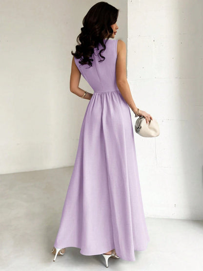 Firerie Women's Lavender Elegant Cinched Waist A-Line Dress, Summer Wedding Guest Party Gala Vacation Beach Summer Dresses For Women,Performance