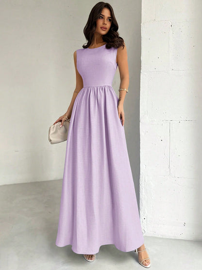 Firerie Women's Lavender Elegant Cinched Waist A-Line Dress, Summer Wedding Guest Party Gala Vacation Beach Summer Dresses For Women,Performance