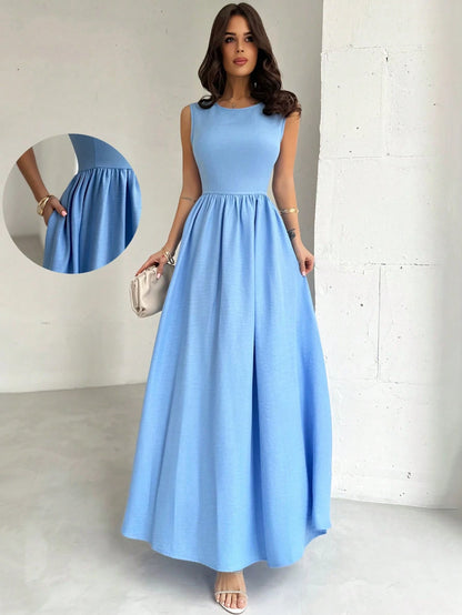 Firerie Women's Lavender Elegant Cinched Waist A-Line Dress, Summer Wedding Guest Party Gala Vacation Beach Summer Dresses For Women,Performance