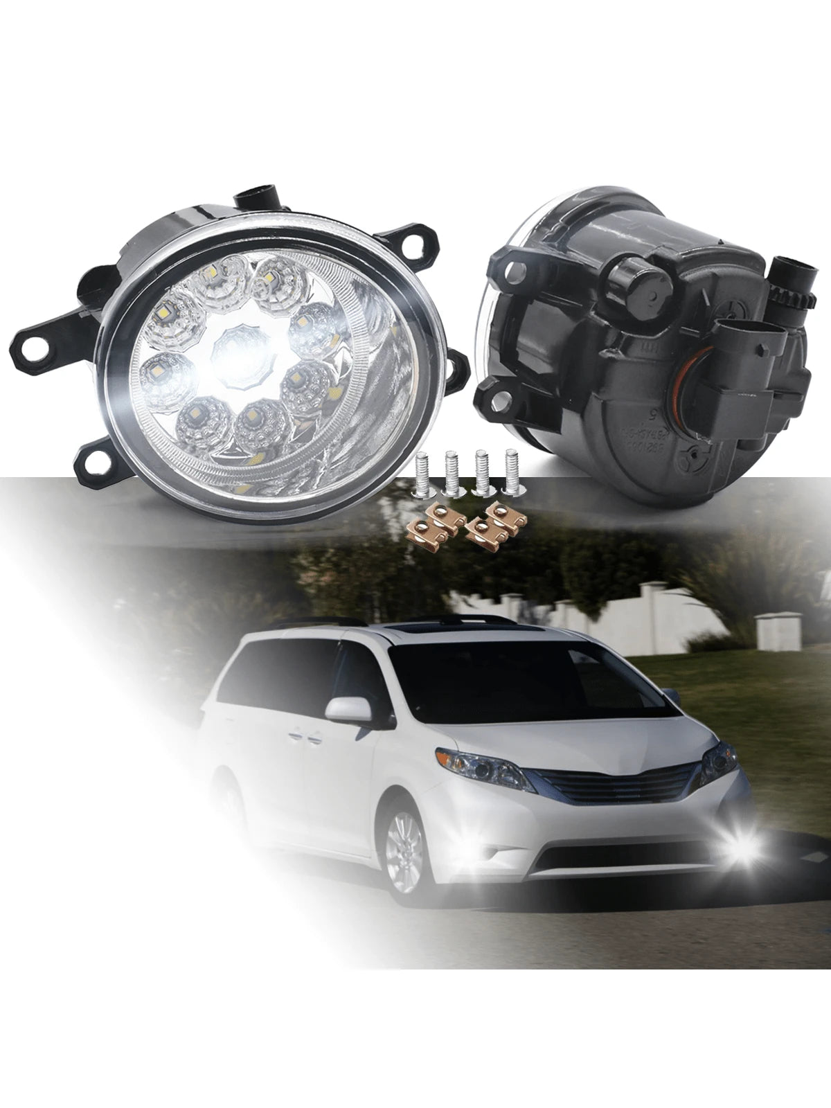 Fit For 2011 2012 2013 2014 2015 2016 2017 Toyota Sienna Clear Lens Front Bumper Fog Light Lamp Pair Assembly