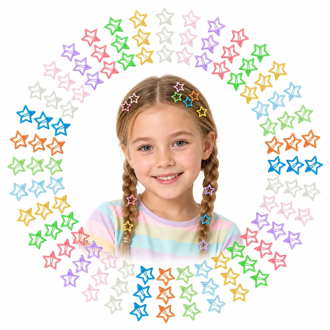 Five-Point Star Snap Hair Clip, Cute Summer BB Hair Clip, Girls Performance Styling Hair Accessory, Back To School Hair Accessory