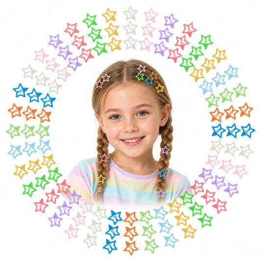 Five-Point Star Snap Hair Clip, Cute Summer BB Hair Clip, Girls Performance Styling Hair Accessory, Back To School Hair Accessory