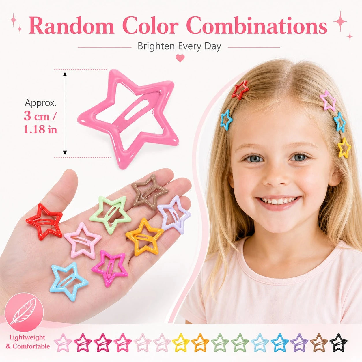 Five-Point Star Snap Hair Clip, Cute Summer BB Hair Clip, Girls Performance Styling Hair Accessory, Back To School Hair Accessory